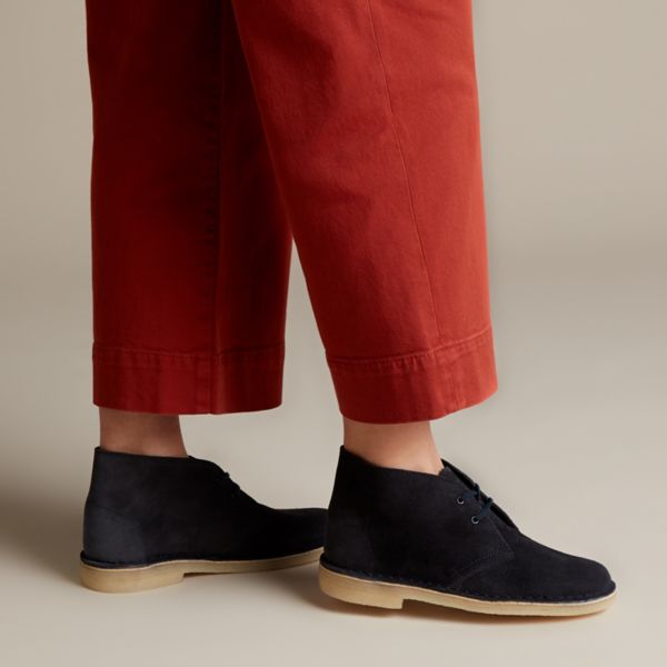 Clarks Womens Desert Boot Ankle Boots Ink Suede | UK-7451098